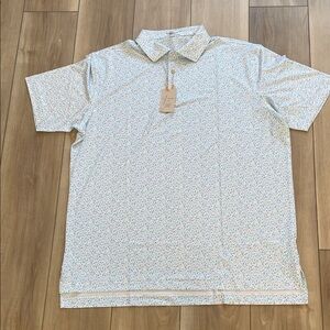 Peter Millar White and Blue Patterned Polo Shirt